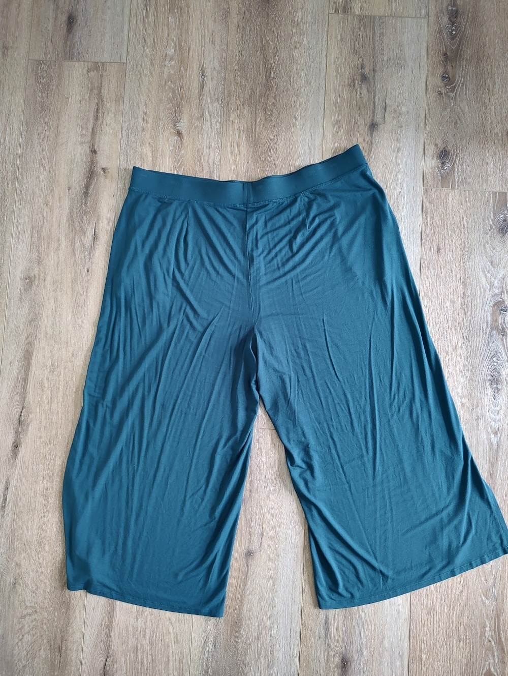 Eileen Fisher Teal Jersey Knit Wide Leg Crop Pants Pockets Lagenlook System 2X